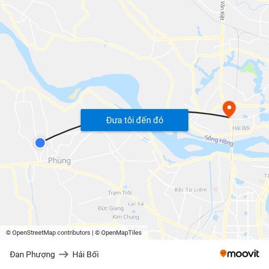 Đan Phượng to Hải Bối map