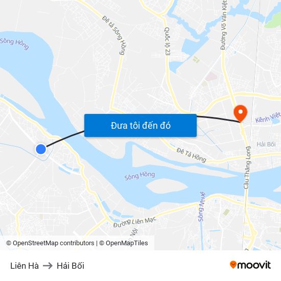 Liên Hà to Hải Bối map