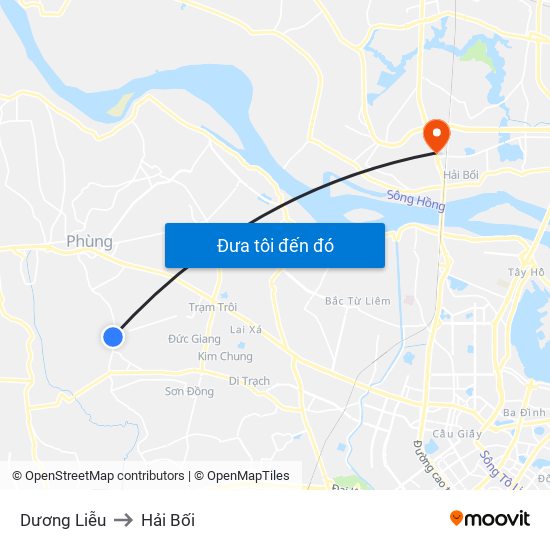 Dương Liễu to Hải Bối map