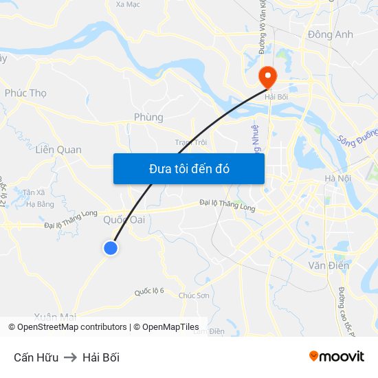 Cấn Hữu to Hải Bối map