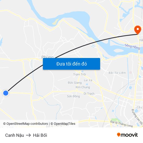 Canh Nậu to Hải Bối map