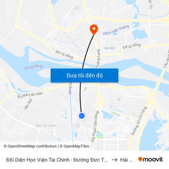 Đối Diện Học Viện Tài Chính - Đường Đức Thắng to Hải Bối map