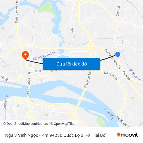 Ngã 3 Vĩnh Ngọc - Km 9+230 Quốc Lộ 3 to Hải Bối map