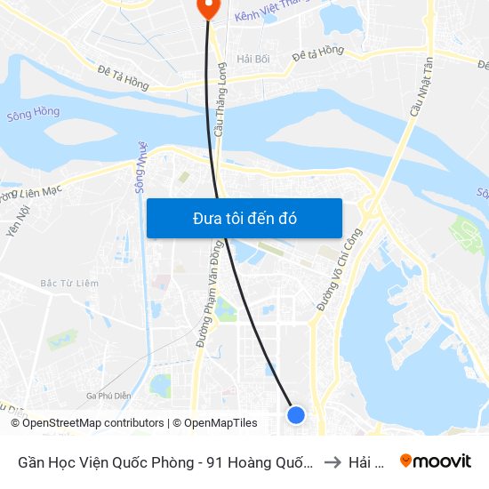 Gần Học Viện Quốc Phòng - 91 Hoàng Quốc Việt to Hải Bối map