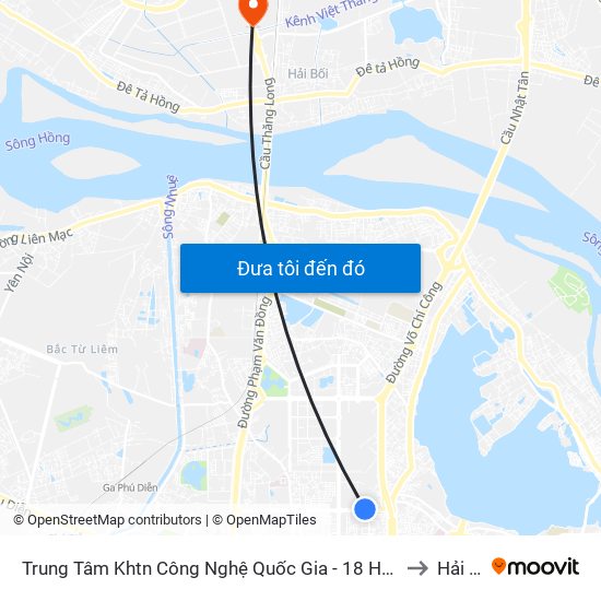 Trung Tâm Khtn Công Nghệ Quốc Gia - 18 Hoàng Quốc Việt to Hải Bối map