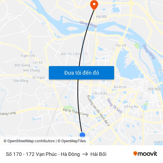 Số 170 - 172 Vạn Phúc - Hà Đông to Hải Bối map