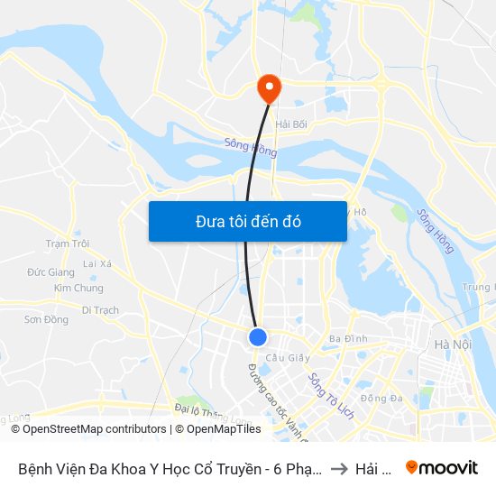 Bệnh Viện Đa Khoa Y Học Cổ Truyền - 6 Phạm Hùng to Hải Bối map