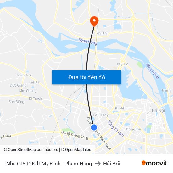 Nhà Ct5-D Kđt Mỹ Đình - Phạm Hùng to Hải Bối map