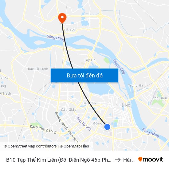 B10 Tập Thể Kim Liên (Đối Diện Ngõ 46b Phạm Ngọc Thạch) to Hải Bối map