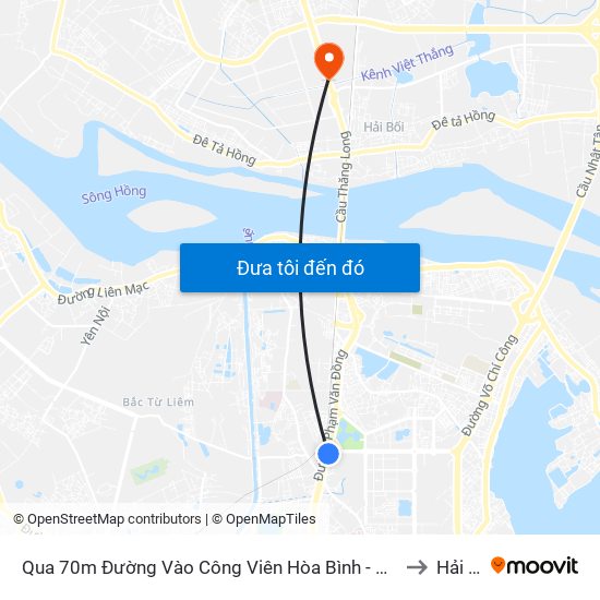 Qua 70m Đường Vào Công Viên Hòa Bình - Phạm Văn Đồng to Hải Bối map