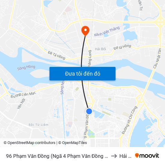96 Phạm Văn Đồng (Ngã 4 Phạm Văn Đồng - Xuân Đỉnh) to Hải Bối map