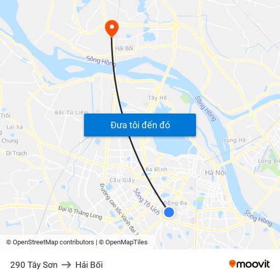 290 Tây Sơn to Hải Bối map