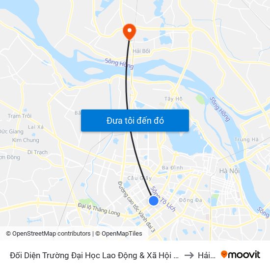 Đối Diện Trường Đại Học Lao Động & Xã Hội - 48 Trần Duy Hưng to Hải Bối map