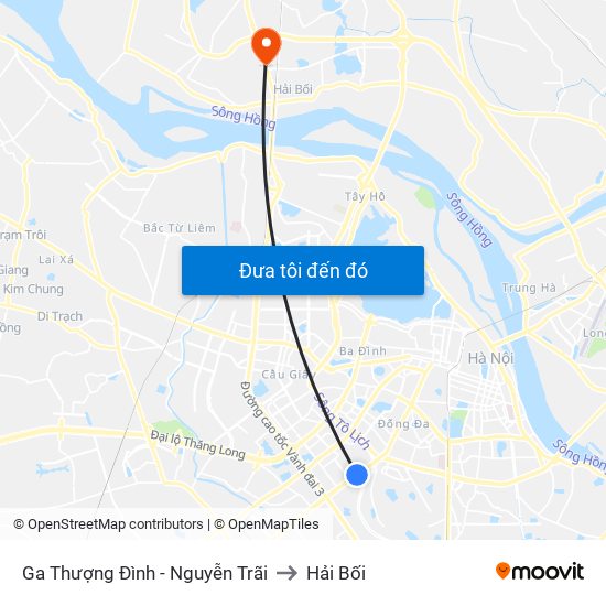 Ga Thượng Đình - Nguyễn Trãi to Hải Bối map