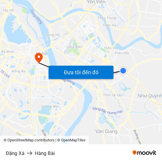 Đặng Xá to Hàng Bài map