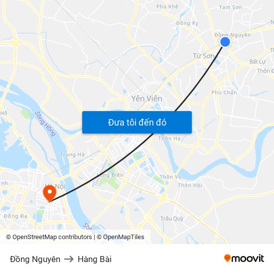 Đồng Nguyên to Hàng Bài map