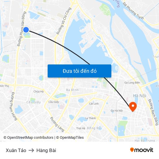 Xuân Tảo to Hàng Bài map