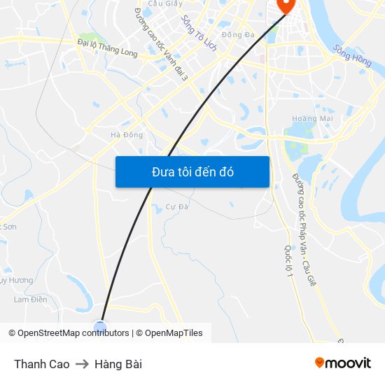 Thanh Cao to Hàng Bài map