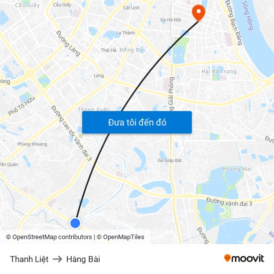 Thanh Liệt to Hàng Bài map