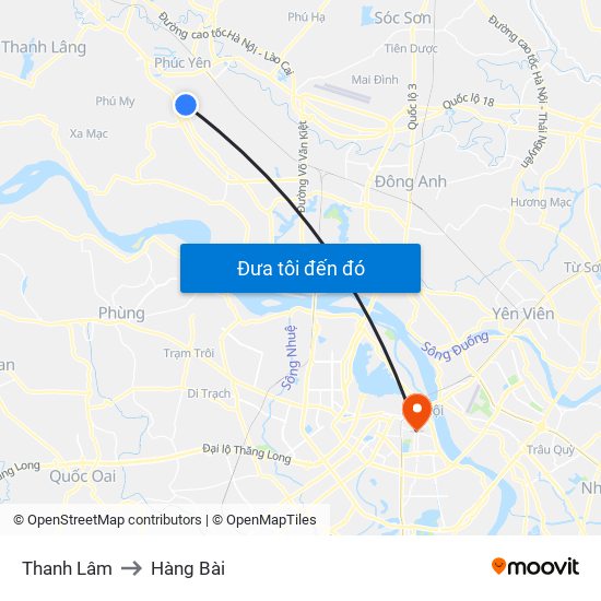 Thanh Lâm to Hàng Bài map