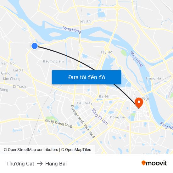 Thượng Cát to Hàng Bài map