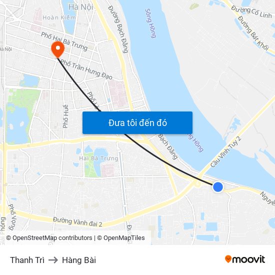 Thanh Trì to Hàng Bài map