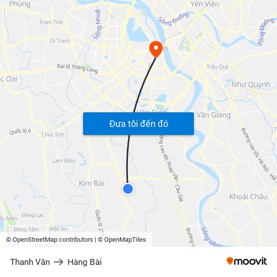 Thanh Văn to Hàng Bài map