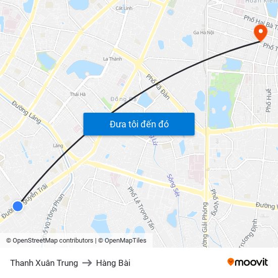 Thanh Xuân Trung to Hàng Bài map