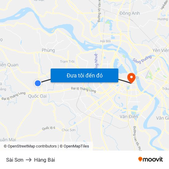 Sài Sơn to Hàng Bài map