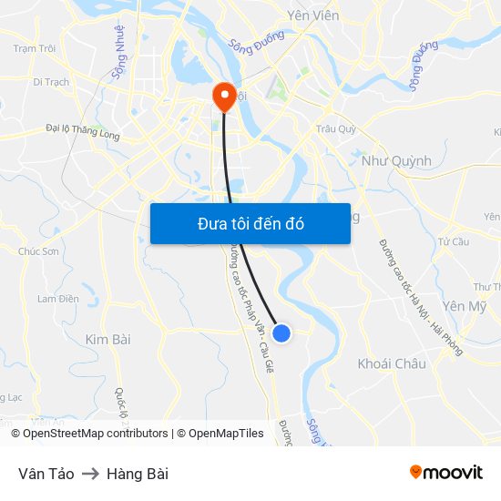 Vân Tảo to Hàng Bài map