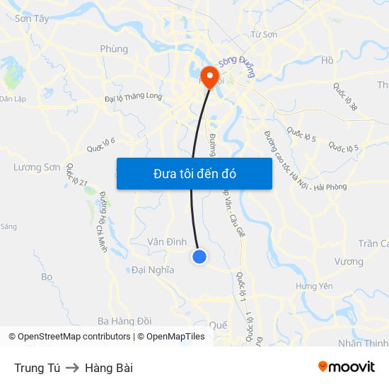 Trung Tú to Hàng Bài map