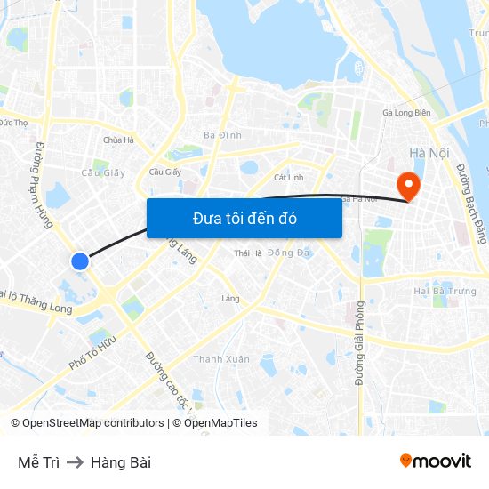 Mễ Trì to Hàng Bài map