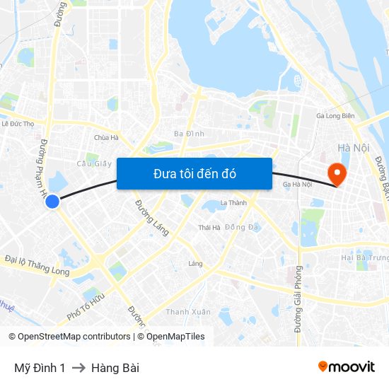 Mỹ Đình 1 to Hàng Bài map