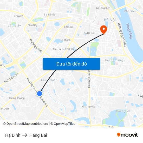 Hạ Đình to Hàng Bài map