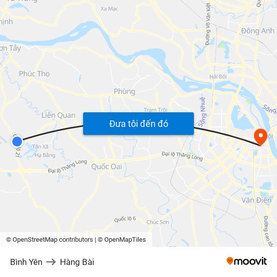 Bình Yên to Hàng Bài map