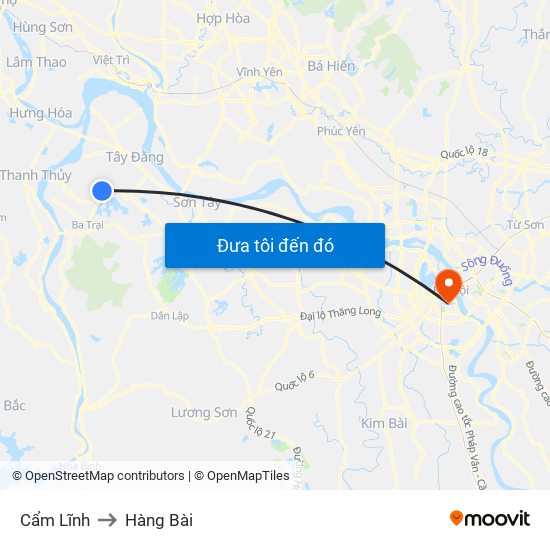 Cẩm Lĩnh to Hàng Bài map