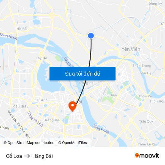 Cổ Loa to Hàng Bài map