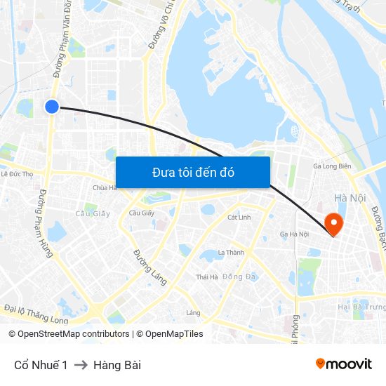 Cổ Nhuế 1 to Hàng Bài map