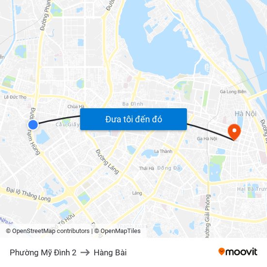 Phường Mỹ Đình 2 to Hàng Bài map