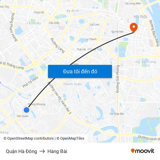 Quận Hà Đông to Hàng Bài map