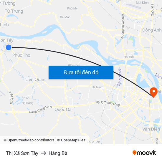 Thị Xã Sơn Tây to Hàng Bài map