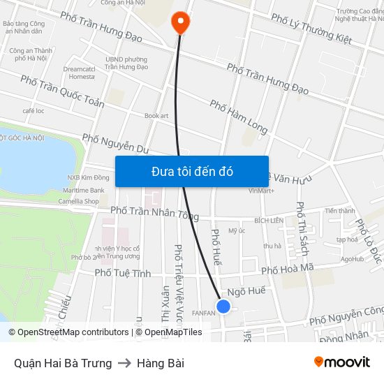 Quận Hai Bà Trưng to Hàng Bài map