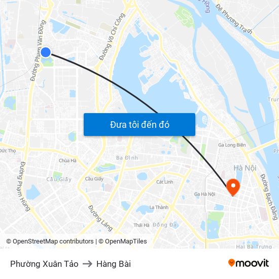 Phường Xuân Tảo to Hàng Bài map