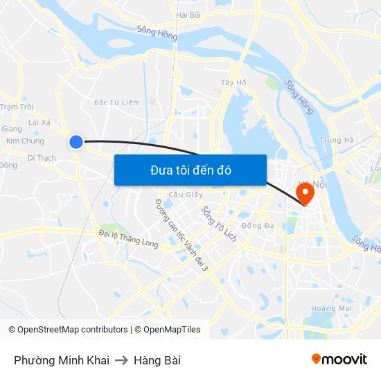 Phường Minh Khai to Hàng Bài map