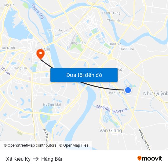 Xã Kiêu Kỵ to Hàng Bài map