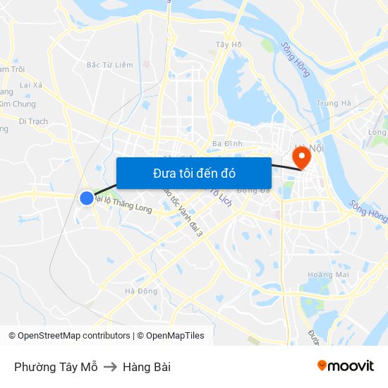 Phường Tây Mỗ to Hàng Bài map