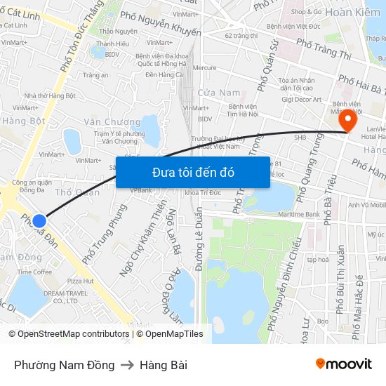 Phường Nam Đồng to Hàng Bài map