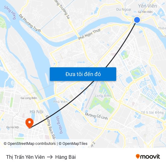 Thị Trấn Yên Viên to Hàng Bài map