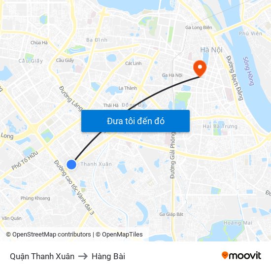 Quận Thanh Xuân to Hàng Bài map