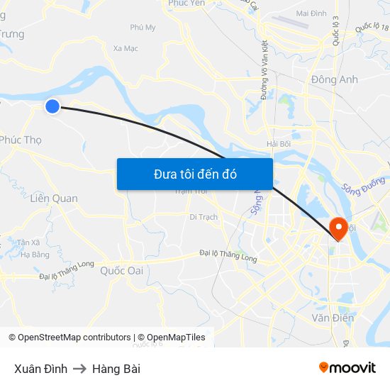 Xuân Đình to Hàng Bài map